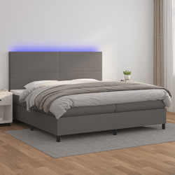 vidaXL Κρεβάτι Boxspring Γκρι με Στρώμα & LED 200x200cm 3135847