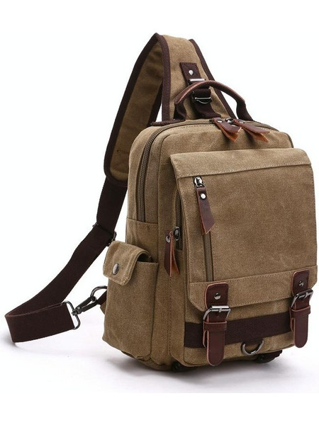 Outdoor Travel Messenger Canvas Chest Bag, Color: Khaki (OEM)