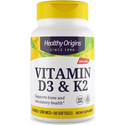 Healthy Origins Vitamin D3 & K2 60 Μαλακές Κάψουλες