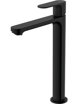 72580670 Rebris S Hansgrohe Μοντέρνα Ψηλή Μπαταρία Νιπτήρα Μπάνιου Μαύρη Ματ με Βαλβίδα