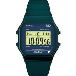 Timex T80 Ψηφιακό Ανδρικό Ρολόι Χρονογράφος με Μπλε Μεταλλικό Μπρασελέ TW2U93800