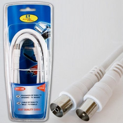Καλώδιο Κεραίας Coax Male to Coax Female 2.5m White FTT1-008