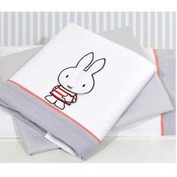 Miffy des.65 Σετ Βρεφικά Σεντόνια Λίκνου Βαμβακερά 80x110 White/Grey