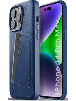 Mujjo Leather Wallet Monaco Blue (iphone 14 Pro Max)