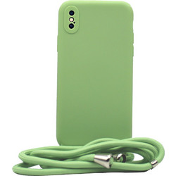 ΘΗΚΗ IPHONE XS / IPHONE X 5.8" CROSSBODY SILICONE ΜΕ ΚΟΡΔΟΝΙ ΚΑΙ CAMERA GUARD ΑΝΟΙΧΤΟ ΠΡΑΣΙΝΟ