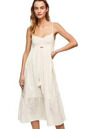 Pepe Jeans Prue Midi Καλοκαιρινό Καθημερινό Φόρεμα Λευκό PL953280-800