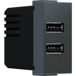 Acaelec Modys Πρίζα Τροφοδοσίας 2xUSB 1 Στοιχείου A+C 5VDC 3A IP20 Ανθρακί (10101412363)