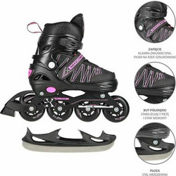 Nils Extreme Inline Αυξομειούμενα Rollers Παιδικά Μαύρα Ροζ NH11912