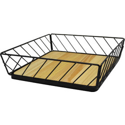 ΦΡΟΥΤΙΕΡΑ ΜΕΤΑΛΛΙΚΗ ΜΑΥΡΗ ΜΕ ΞΥΛΟ 28x28x7,6εκ. ANKOR
