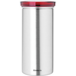 Brabantia 646986 Βάζο για 18 κάψουλες καφέ Matt Steel Fingerprint Proof, Red Lid