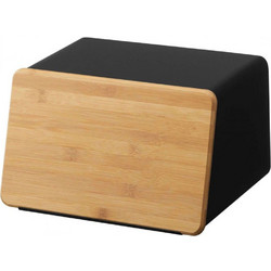 Ψωμιέρα Με Επιφάνεια Κοπής YMZK5291 31,5x24,5x18,5cm Natural-Black Yamazaki Μέταλλο,Bamboo