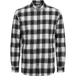 Jack & Jones Ανδρικό Πουκάμισο Βαμβακερό Καρό Μακρυμάνικο Slim Fit Μαύρο Λευκό 12236873
