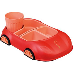 Chic Mic Bioloco Σετ Φαγητού Bamboo Car Red Lightning 2τμχ