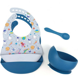 BabyCloud Astronaut Βρεφικό Σετ Φαγητού Σιλικόνης Blue 5τμχ