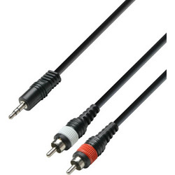 Adam Hall K3YWCC0600 3Star Series Καλώδιο Audio 1/8 Stereo Jack - 2xRCA 6m Μαύρο