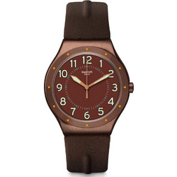Swatch Afterwar Ανδρικό Ρολόι με Καφέ Δερμάτινο Λουράκι YWC100