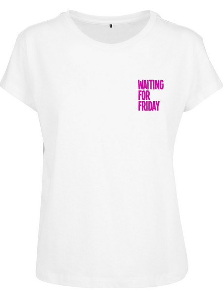 Ladies Waiting For Friday Box Tee white/pink