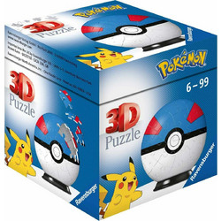 Παιδικό Puzzle Ravensburger 3D Puzzleball Pokeball Great Ball Blue 54 Κομμάτια