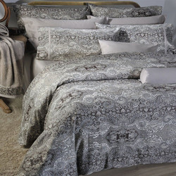 Παπλωματοθήκη 834 Bombay (Σετ 3τμχ) Brown-Grey Down Town King Size 250x260cm 100% Βαμβακοσατέν