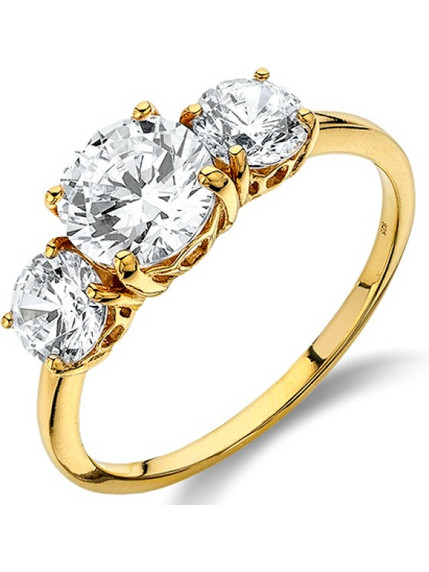 Vogue Solitaire Γυναικείο Δαχτυλίδι από Ασήμι 925 Επιχρυσωμένο 3851111