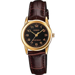 Casio Γυναικείο Ρολόι με Καφέ Δερμάτινο Λουράκι LTP-V001GL-1B