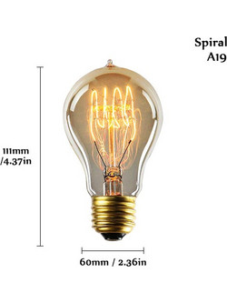 A19 Spiral Λάμπα Vintage E27 40W 220V
