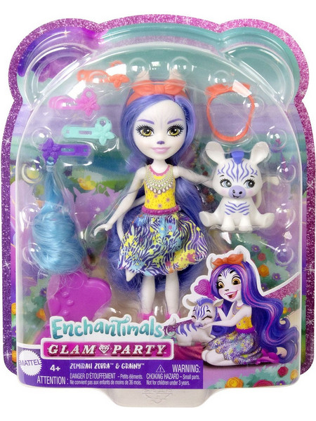 Mattel Enchantimals Glam Party Zemirah Zebra & Grainy