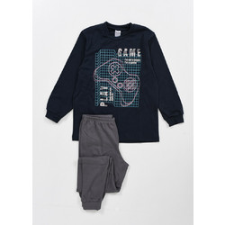 Pretty Baby Play Παιδική Πιτζάμα Βαμβακερή Χειμωνιάτικη Navy Μπλε Ανθρακί 63881