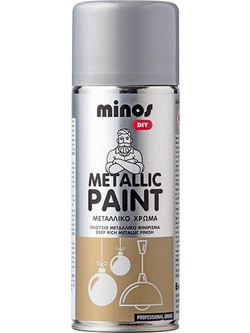 Minos Metallic Paint Σπρέι Βαφής RAL9006 Ασημί Metallic 400ml