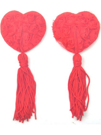 Red Lace Rose Nipple Tassels