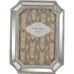 Zaros Κορνίζα Polyresin Ασημί με Καθρέπτη 10x15cm KO176