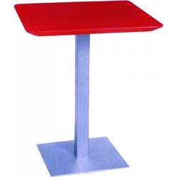 Τραπέζι Τ4003 PVC Κόκκινη Επιφάνεια, Βάση Χρώμιο Ματ 60x60x75h Artline