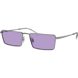 Ray-Ban RB3741 0041A Ανδρικά Γυαλιά Ηλίου Ορθογώνια Μεταλλικά Ασημί με Μωβ Polarized Φακό