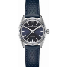 Hamilton Jazzmaster Γυναικείο Ρολόι Αυτόματο με Μπλε Δερμάτινο Λουράκι H36115640