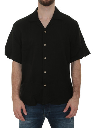 Staff Ανδρικό Πουκάμισο Βαμβακερό Κοντομάνικο Overshirt Μαύρο 61-206051-N0090
