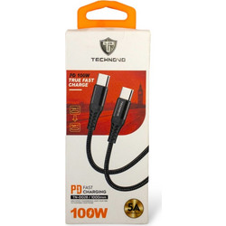 Technovo TN-D028 Καλώδιο USB-C to USB-C 100W Μαύρο
