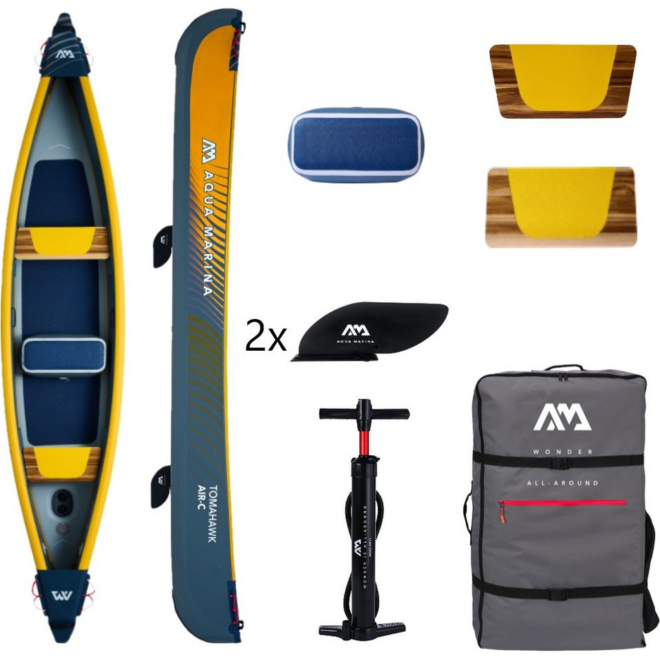 Kayak Gonflable Tomahawk AIR-C Aqua Marina - 478x88 Cm, Jaune, Capacité 2-3 Personnes - Pour Randonnée Nautique - 7