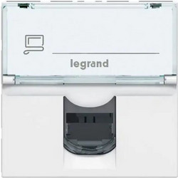 Legrand Mosaic Μονή Πρίζα Δικτύου RJ45 με Πλαίσιο Τύπου Cat6 σε Λευκό Χρώμα 076564