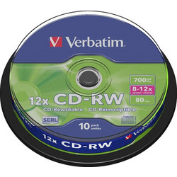VERBATIM CD-RW 700MB 8-12X CAKEBOX (Το προιόν πωλείται σε μεμονωμένα τεμάχια του ενός)
