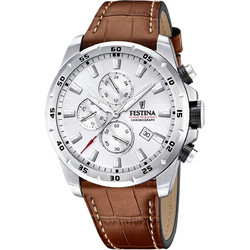 Festina Ανδρικό Ρολόι Χρονογράφος με Καφέ Δερμάτινο Λουράκι F20692/1