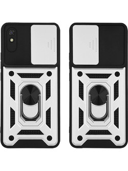 Sonique Ring Armor CamPro Θήκη Xiaomi Redmi 9A / Redmi 9AT Silver