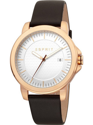 Esprit Ανδρικό Ρολόι με Καφέ Δερμάτινο Λουράκι ES1G160L0025