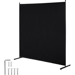 VEVOR 6FT Διαιρέτης Δωματίου Μονό Πάνελ Υφασμάτινη Οθόνη Δωματίου για Υπνοδωμάτιο Γραφείου Μαύρη