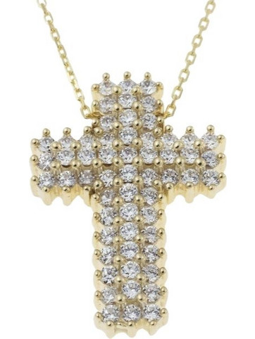 Facad'oro STA176 Σταυρός με Αλυσίδα 14ct σε Χρυσό
