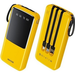WK WP-10 Power Bank 20000mAh 12W με Θύρα USB-A & Θύρα USB-C Yellow