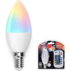 LED Dimmable Λάμπα με Ντουί E14 σε Σχήμα C37 4.8W 220V 470LM RGBW με Ασύρματο Χειριστήριο