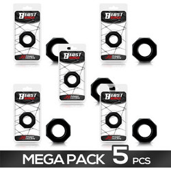 IntoYou Beast Rings Cock Ring Super Flexible Polygonal 2.2cm Σετ Ελαστικά Δαχτυλίδια Πέους Σιλικόνης 2.2cm Μαύρα 5τμχ