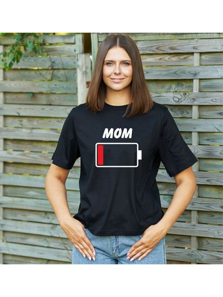Μπλούζα Mom Low Battery MDL151-Μαύρο
