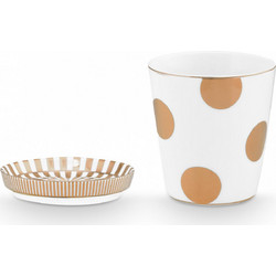 PIP STUDIO ΣΕΤ/2 ΠΟΡΣΕΛΑΝΙΝΗ ΚΟΥΠΑ 230ml & ΣΟΥΒΕΡ 9cm ΛΕΥΚΟ & ΧΡΥΣΟ