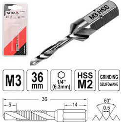 YATO YT-44840 ΤΡΥΠΑΝΙ ΚΟΛΑΟΥΖΟ Μ3X0.50 HSS M2